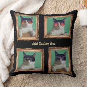 4 Fotokollage Vintage Ram Cats Pets Family Kudde