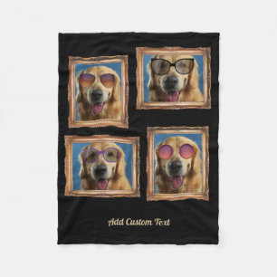 4 Fotokollage Vintage Ram Hundar Pets Family Fleecefilt