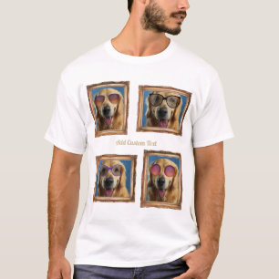 4 Fotokollage Vintage Ram Hundar Pets Family T Shirt