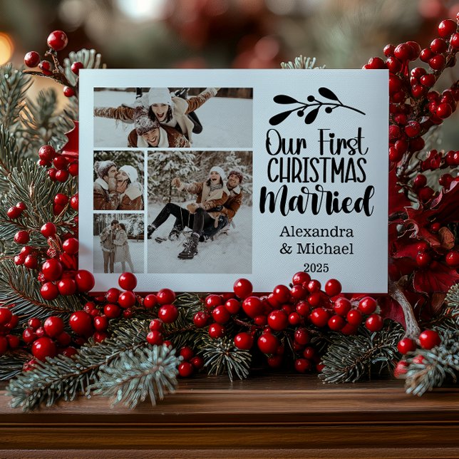 4 Fotominimiralist vår första jul gift Julkort (Skapare uppladdad)