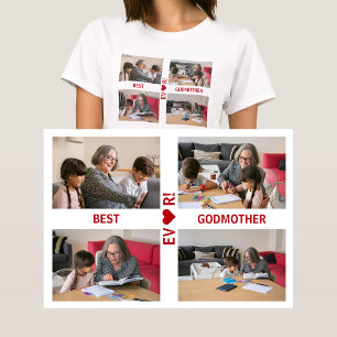 4 Foton Bästa Godmor Aldrig Heart Photo Collage T Shirt