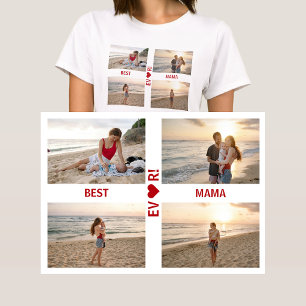 4 Foton Bästa Mamma någonsin Heart Photo Collage M T Shirt