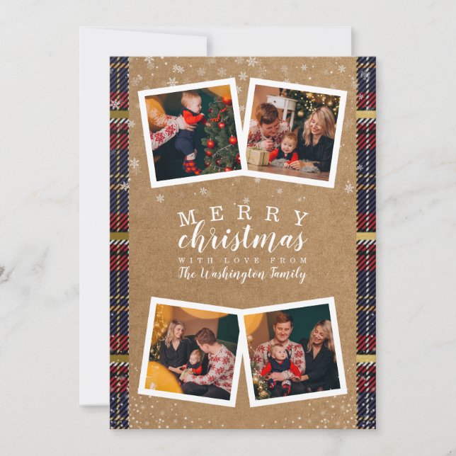 4 Foton God jul | Kraft & Play Helgdag Inbjudningar (Framsida)