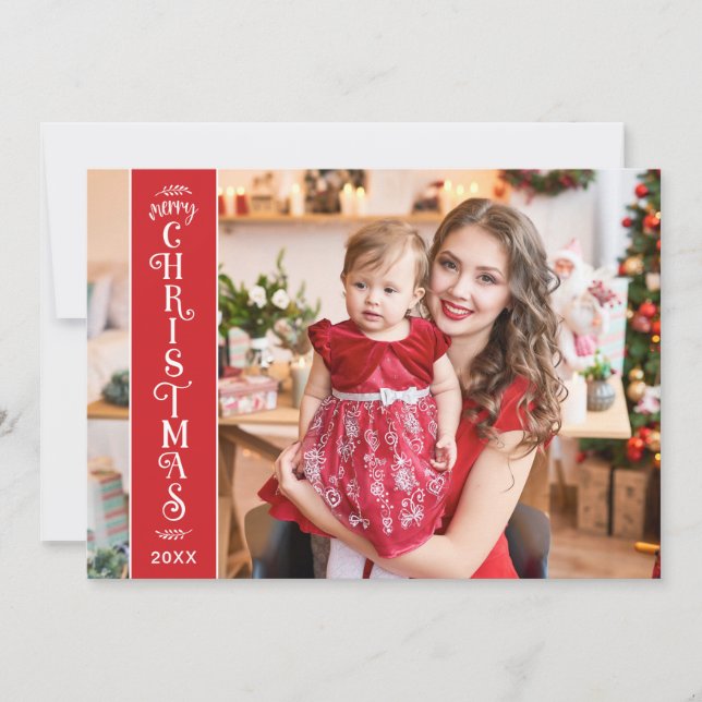 4 foton God jul Red-familjen Julkort (Framsida)