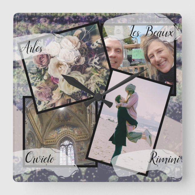 4 Foton HonungMoon Steampunk Fyrkantig Klocka (Framsida)