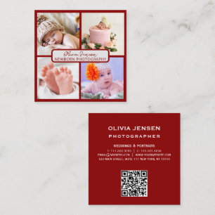 4 Foton QR-kod Nyfödda fotoskrivare i Baby Fyrkantigt Visitkort