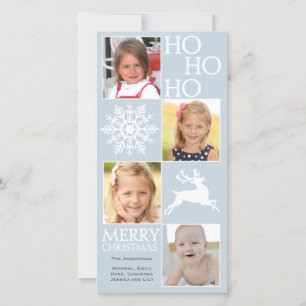 4 Foton Snowflake Reindeer jul Julkort