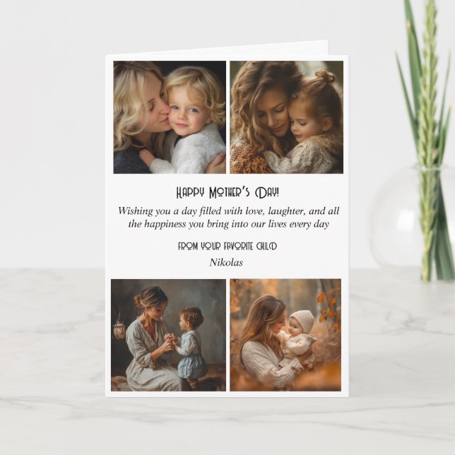 4 fotos collage och glad morsdag semesterkort helgkort (Framsida)