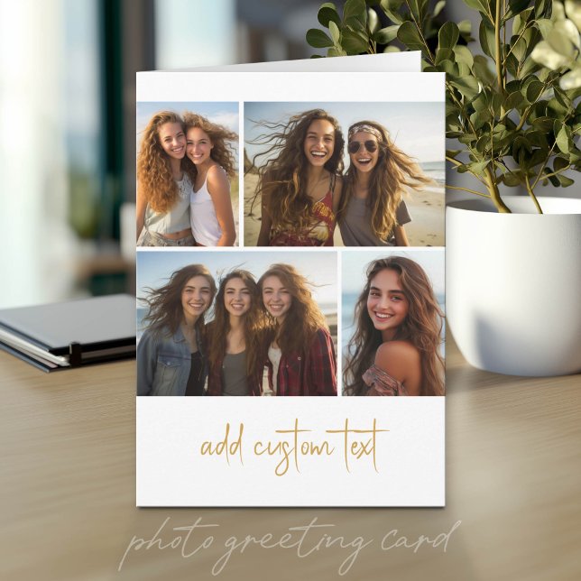 4 Fotoskollage - Trendig handskrift Kort (Photo Greeting Card)