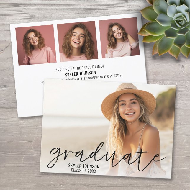 4 Fotoskript i Trendiget Modern Studenten Inbjudningar (Custom Graduation Announcement)