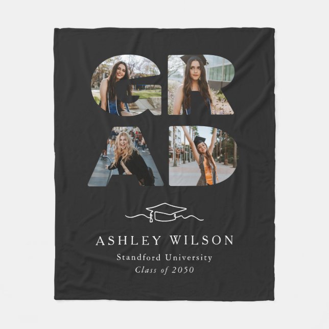 4 Fotoskript, svart Studenten Fleecefilt (Framsidan)