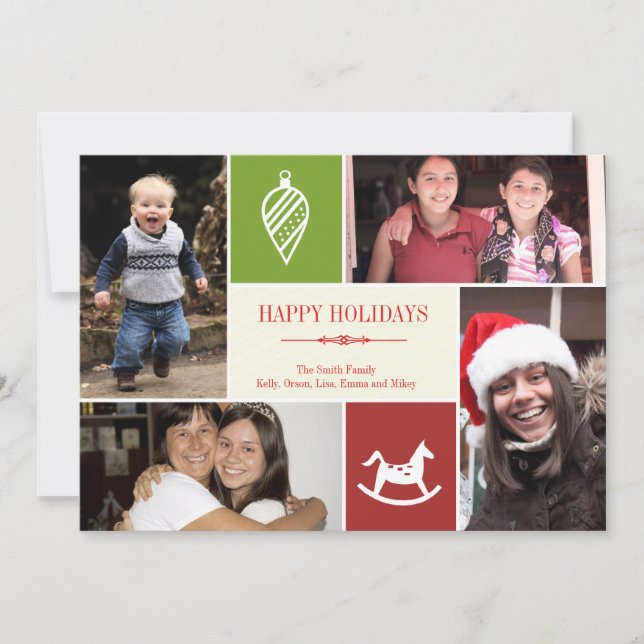 4 fotostödraster favorit sak Julrött Julkort (Framsida)