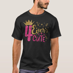 4 gånger Cute Lycklig 4e födelsedagen, fyra år gam T Shirt