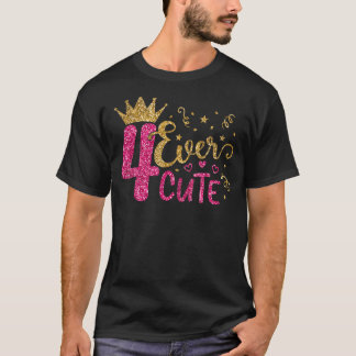4 gånger Cute Lycklig 4e födelsedagen, fyra år gam T Shirt