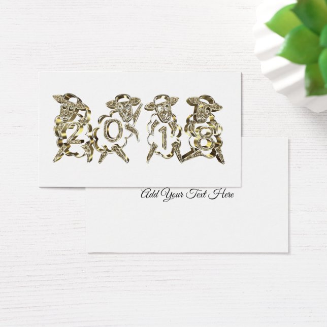 4 Glymfna Gott nytt år 2018 Guld Sparkles Visitkort (Skivbord)