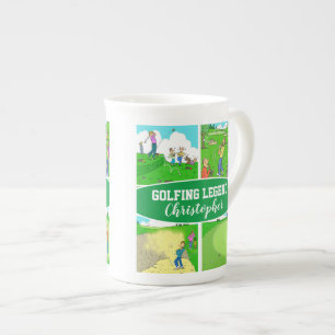 4 Golf-Tecknader för en Golfing Legend Design Benporslin Mugg