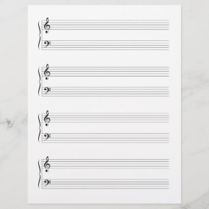4 Grand Staffs Staves Music Manuscript Papper