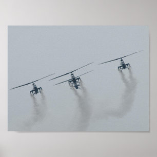 4 Gunships för kobra AH-1 i S.C. Poster