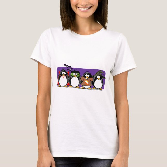 4 Halloween Penguins T Shirt (Framsida)