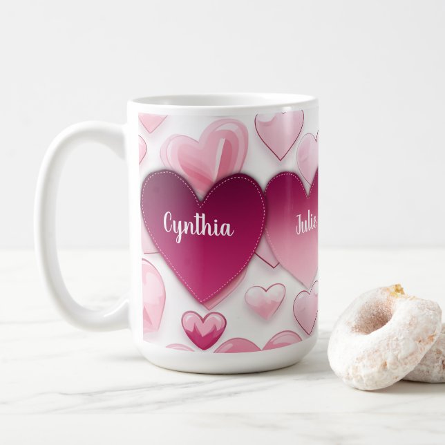 4 Hjärter Family Namn Kaffemugg (Med munk)