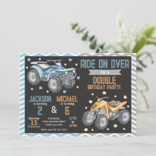 4-hjuling Quad Bike ATV Gemensam Födelsedag Inbjudningar