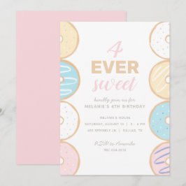 4 Inbjudan till pastel Donut-Födelsedagsfest någon