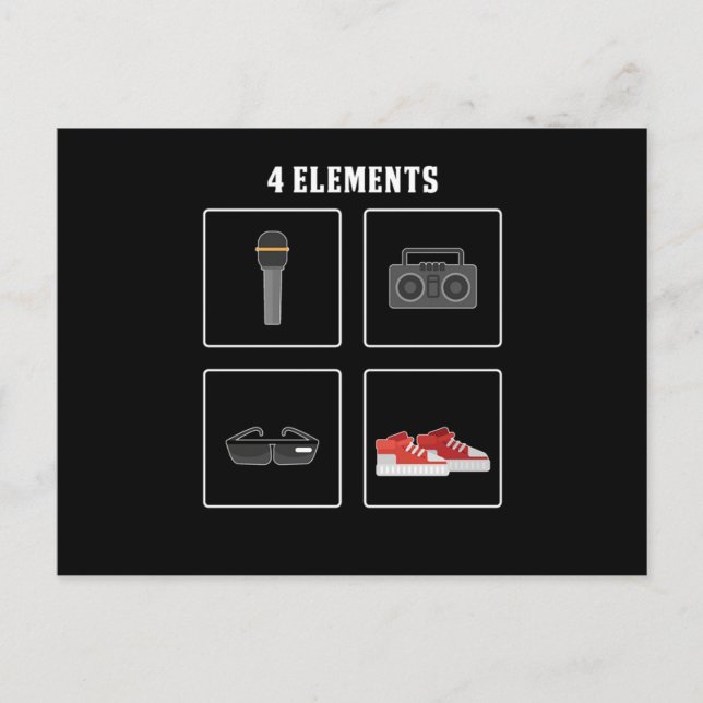 4 Inslag Hip hop Hipster Vykort (Framsida)