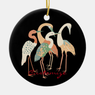4 Japanska Cranes Thunder_Cove Julgransprydnad Keramik
