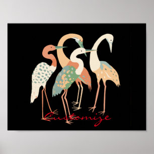 4 Japanska Cranes Thunder_Cove Poster