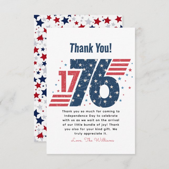 4 juli 1776 Independence day Tack Kort (Fram/baksida)