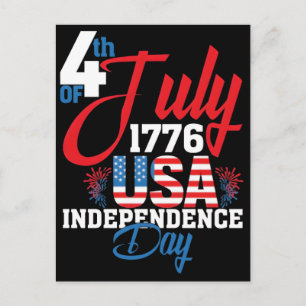 4 juli 1776 usa självständighetsdag T-Shirt Helg Vykort