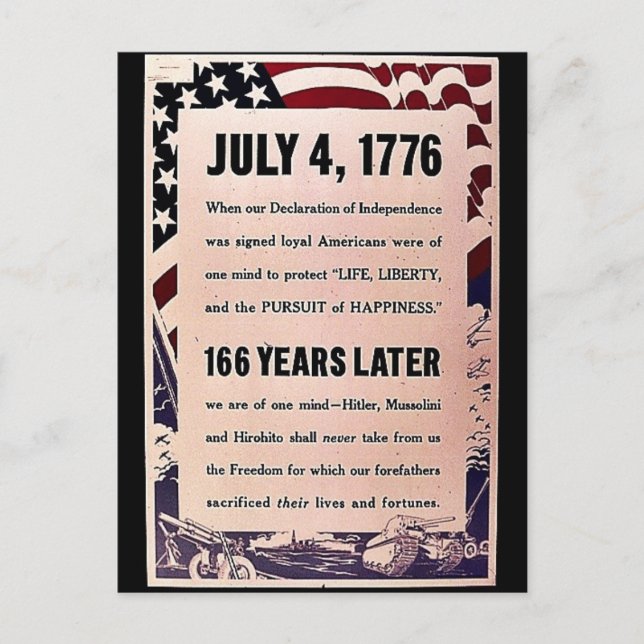 4 juli 1776 vykort (Framsida)