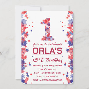 4 juli 1:a födelsedag Party Inbjudningar