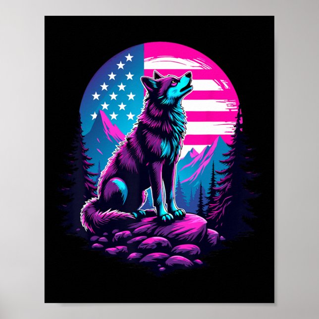 4 juli 2004 Amerikanska Flagga Howlings Varg under Poster (Framsidan)