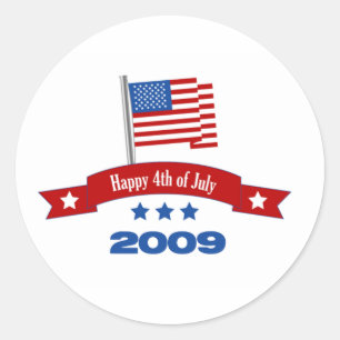 4 juli 2009 Stickers Runt Klistermärke