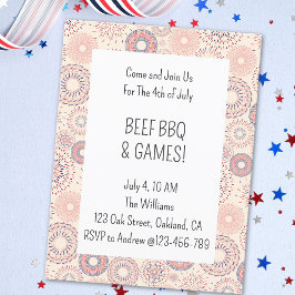 4 juli 2010: Bandspelare Independence day BBQ Inbjudan Vykort
