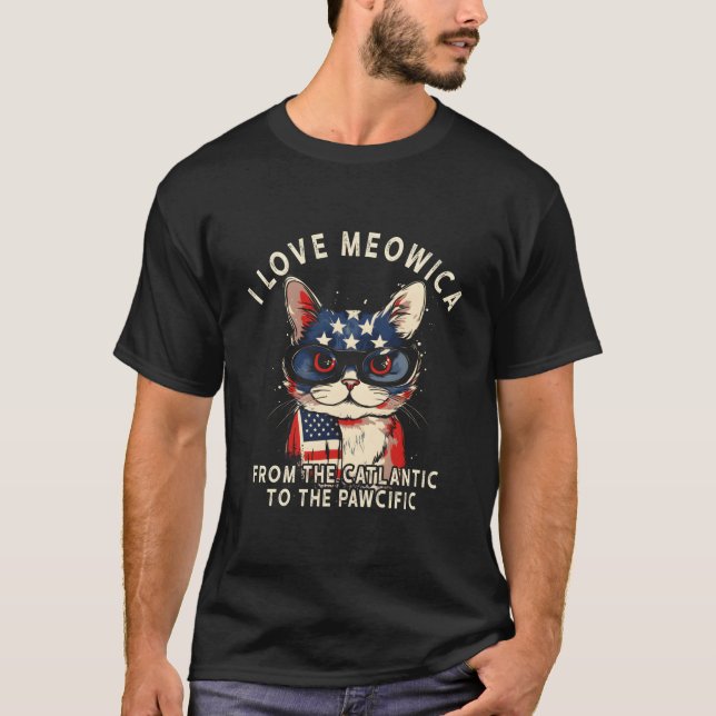 4 juli 2010: Patrioamerika Flagga I Kärlek Meowica T Shirt (Framsida)