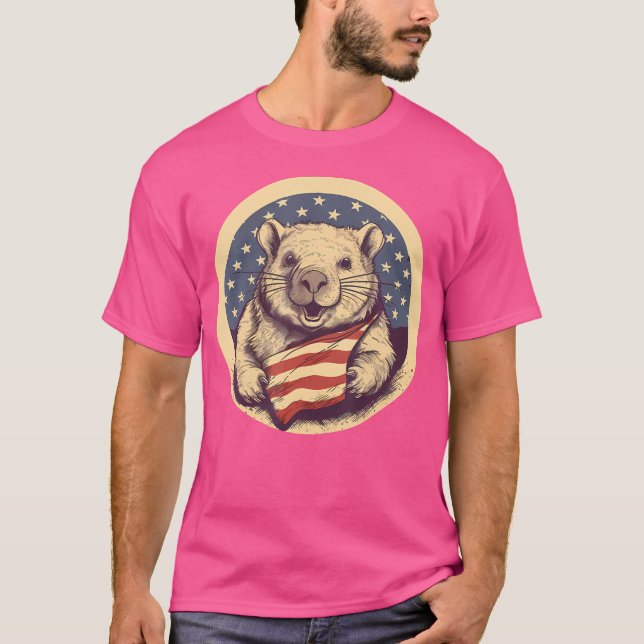 4 juli 2011 USA:s Flagga Wombat T Shirt (Framsida)