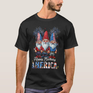 4 juli 2023 USA Patriotic Gnomes Lycklig Birthd T Shirt