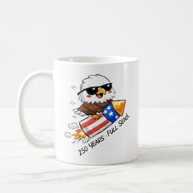 4 juli, 250 år gamla örn på smällare kaffemugg (Vänster)