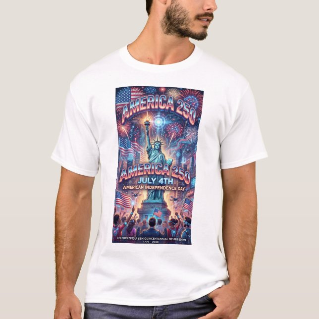 4 juli 250-års självständighetsdag modern t shirt (Framsida)