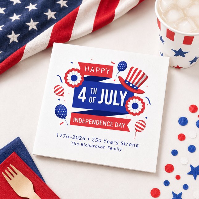 4 juli 250-årsjubileum Familj Pappersservett (Add Family Name, or other text, to personalize.  Matching items available.)