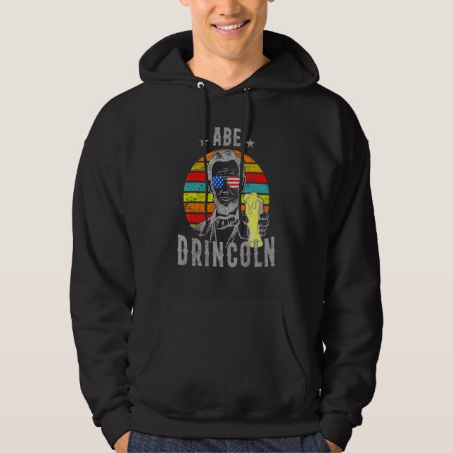 4 juli Abe Drincoln Abraham Dricker 4 juli Hoodie (Framsida)