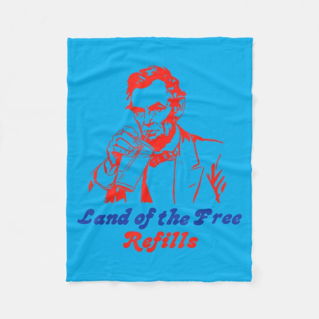 4 juli Abe Lincoln Land Of The Refills Rolig Fleecefilt (Framsidan)