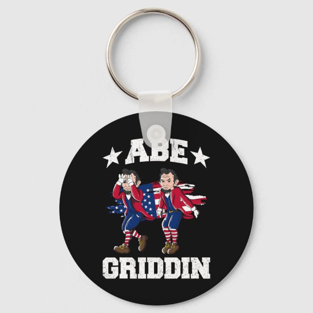 4 juli Abraham Lincoln Griddy Abe Griddin Nyckelring (Framsida)
