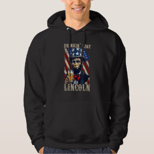 4 juli Abraham Lincoln Solglasögon Amerikansk Flag Hoodie