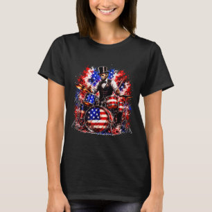 4 juli Abraham Lincoln spelar trummis trummisar T Shirt