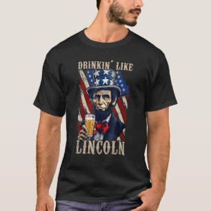 4 juli Abraham Lincoln Sunglasses American Fl T Shirt