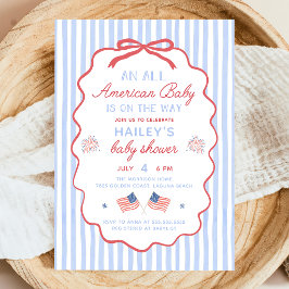 4 juli All Amerikansk Baby Shower Inbjudan