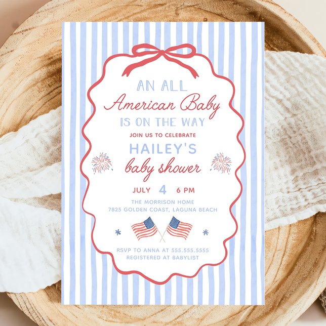 4 juli All Amerikansk Baby Shower Inbjudan (Skapare uppladdad)